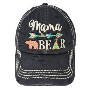 Mama Bear Strapback Hat Blue One Size Adjustable Distressed KB ETHOS Vintage
